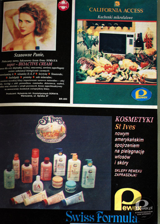 Reklama Pewexu w Kobiecie i Życiu pod koniec lat 80