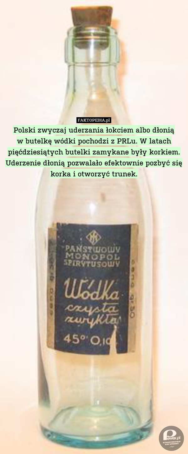 Skąd w Polsce zwyczaj uderzania dłonią lub łokciem w butelkę wódki?