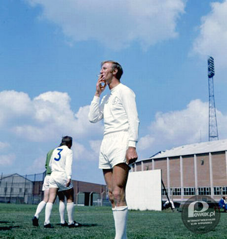Jack Charlton i dymek podczas treningu Leeds United