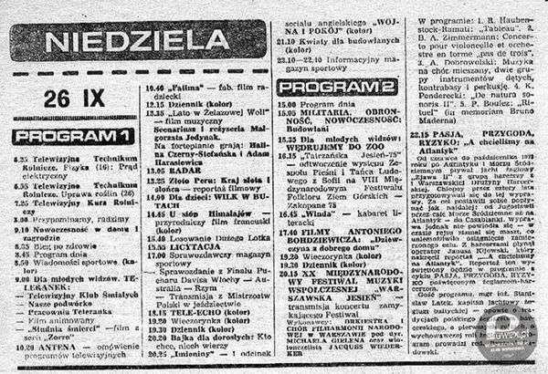 Program TV z 1976 roku